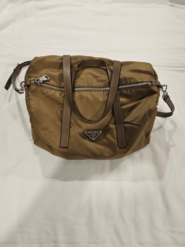 PRADA Brown Logo Zip Shoulder Bag w/ Adjustable Strap - photo 5