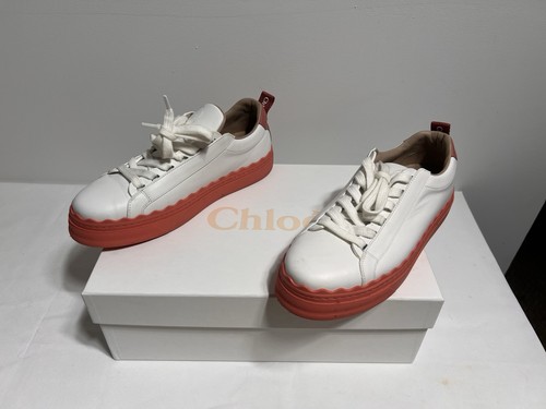 Chloé Low Top Sneakers US 8.5 White/Pink Leather - photo 2