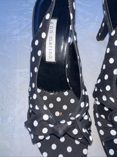 Ann Marino Women’s Black & White Polka Dot Leather Slingback 6M - photo 2