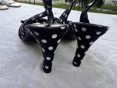 Ann Marino Women’s Black & White Polka Dot Leather Slingback 6M - photo 4