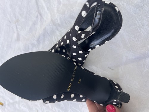 Ann Marino Women’s Black & White Polka Dot Leather Slingback 6M - photo 5