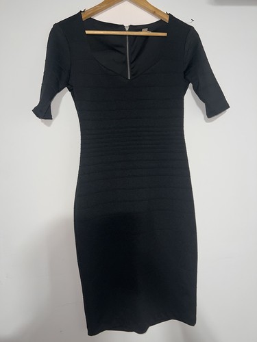 Bisou Bisou Black Solid V-Neck 3/4 Sleeve Knee-Length Sheath - photo 5