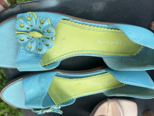 Liz Claiborne Women's Blue/Green Leather Slide Sandals 9 - photo 3