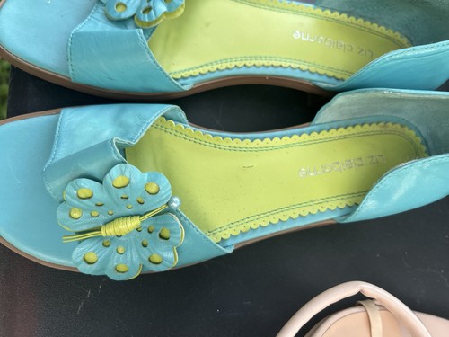 Liz Claiborne Women's Blue/Green Leather Slide Sandals 9 - photo 4
