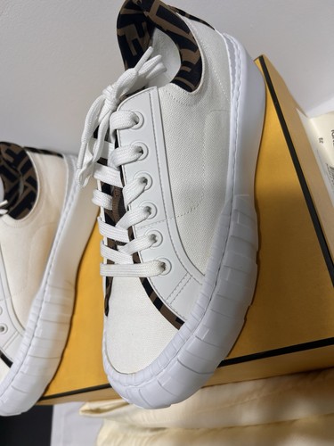 Fendi Roma Men's Low Top Sneakers US 8.5 White Canvas - photo 4
