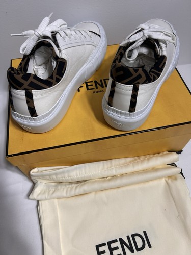 Fendi Roma Men's Low Top Sneakers US 8.5 White Canvas - photo 5