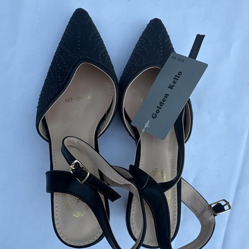 Golden Kello Women’s Black Pointed Toe Slingback Ankle Strap Rhi - photo 2