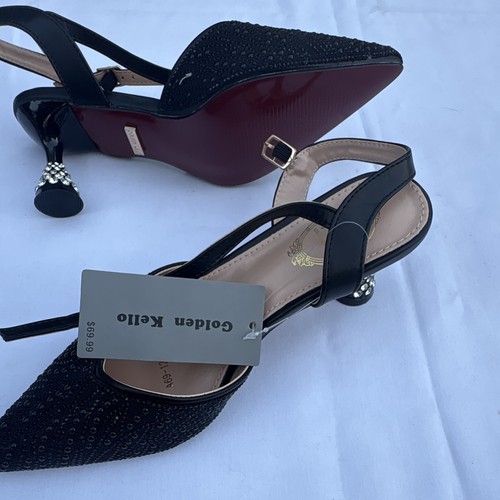 Golden Kello Women’s Black Pointed Toe Slingback Ankle Strap Rhi - photo 3