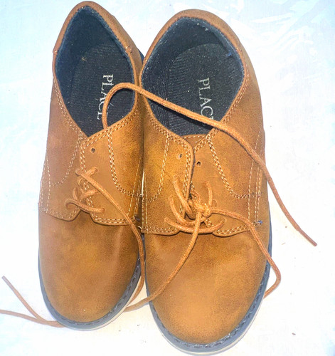 Place Men's Oxford Shoes Brown Leather Lace-Up Solid Round Toe 3