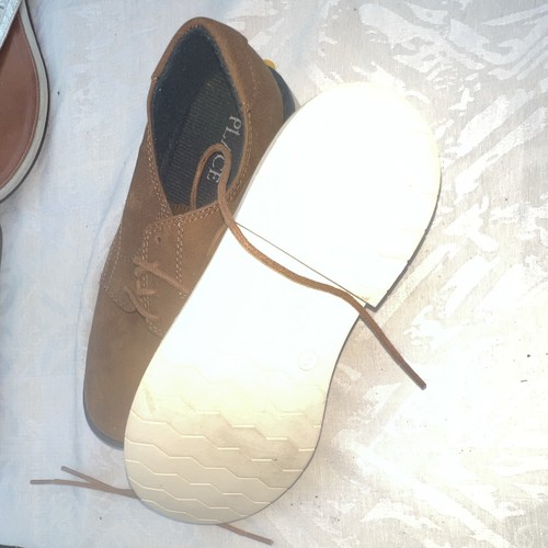 Place Men's Oxford Shoes Brown Leather Lace-Up Solid Round Toe 3 - photo 2