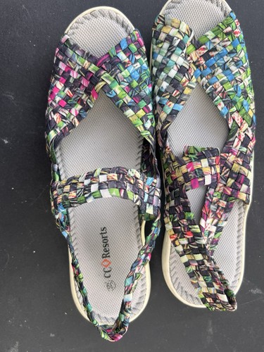 CC Resorts Women's Multicolor/Gray Woven Strappy Sandals US 8 - photo 2