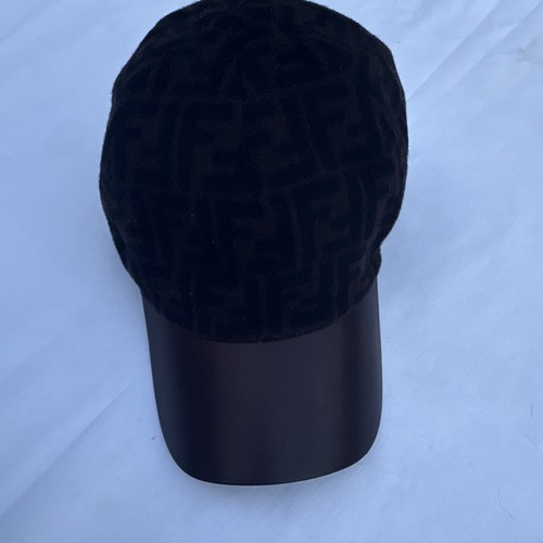 FENDI Roma Brown/Black Monogram Calf Hair Leather Baseball Cap