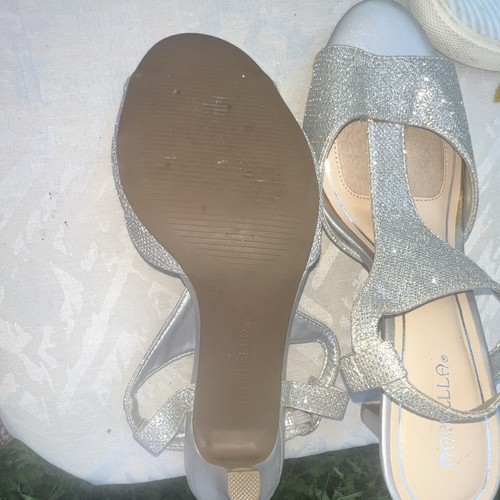 Rrsellaa Women's Silver Glitter Strappy Open Toe Ankle Strap San - photo 3