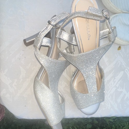 Rrsellaa Women's Silver Glitter Strappy Open Toe Ankle Strap San - photo 4