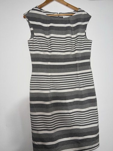 Calvin Klein Blue, Grey, and White Striped Shift Dress 1003