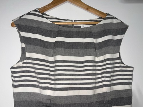 Calvin Klein Blue, Grey, and White Striped Shift Dress 1003 - photo 2