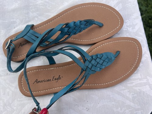 American Eagle Women's Blue Braided Strappy Flat Sandals 7 - photo 2