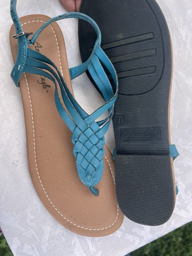 American Eagle Women's Blue Braided Strappy Flat Sandals 7 - photo 3