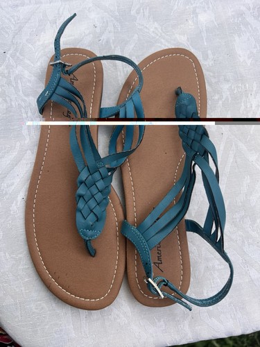 American Eagle Women's Blue Braided Strappy Flat Sandals 7 - photo 5