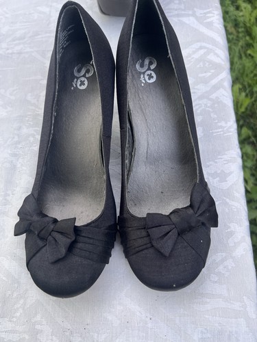 SO Women’s Black Suede Round Toe Slip On Bow Kitten Heel Pump 7. - photo 4