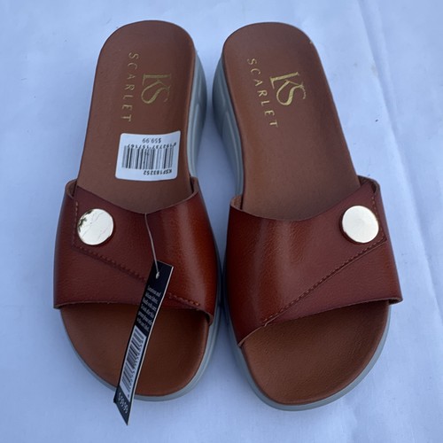 KS Scarlett Women's Brown Size 37 Logo Slide Sandals