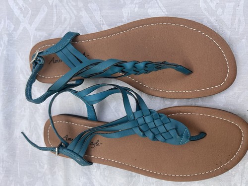 American Eagle Women's Braided Thong Sandals Blue/Brown 7.5 - photo 2