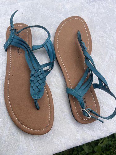 American Eagle Women's Braided Thong Sandals Blue/Brown 7.5 - photo 5
