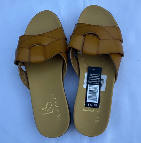 KS Scarlett Women's Brown Woven Slide Sandals US 7
