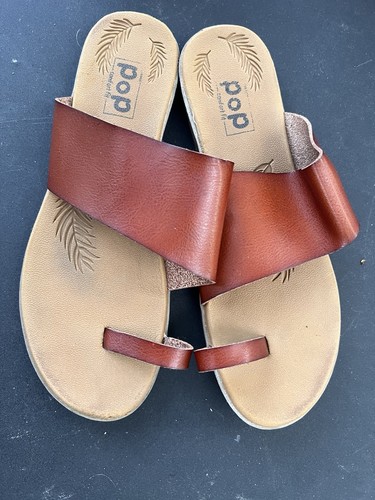 POP Women's Brown/Beige Slide Sandals Slip-On Flat Casual US 9.5 - photo 5