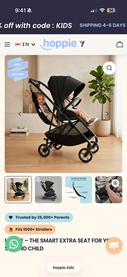 Hoppie hammock seat for stroller