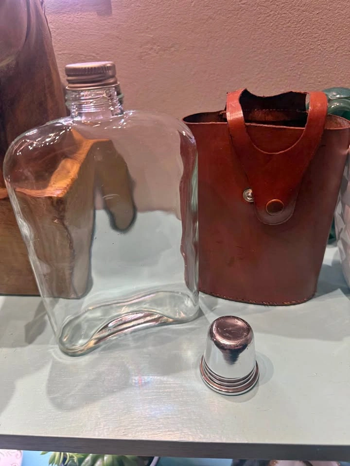Albro brand vintage glass hip flask