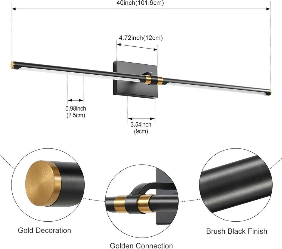 Faziyo 40 Inch Dimmable Black and Gold Vanity Light - photo 5