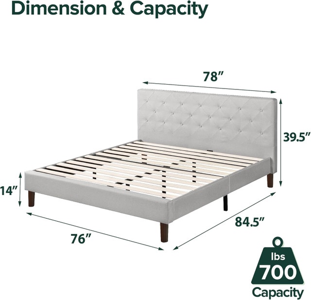 Zinus King Size Upholstered Platform Bed Frame, BRAND NEW SEALED - photo 2