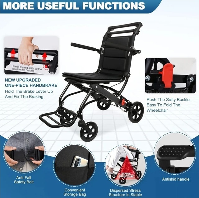 Tripaide Lightweight Folding Transport Travel Wheelchair NEW - photo 5