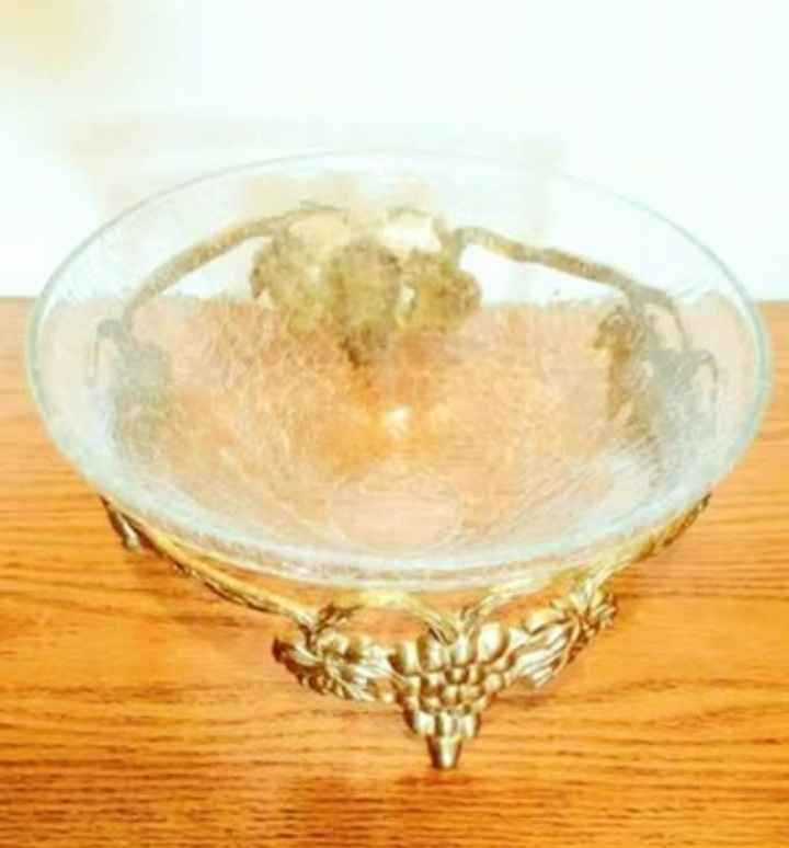 Large Brass & Crackled Glass Vine Bowl Bonboniere - photo 3