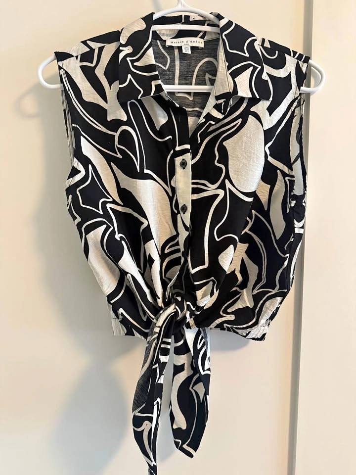 Summer White & Black Blouse