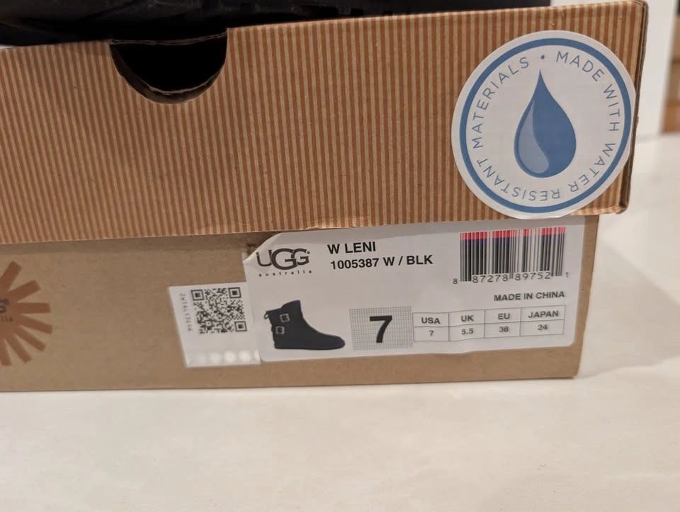 UGG Australia W Leni Black Suede Water-Resistant Buckle Boots Si - photo 2