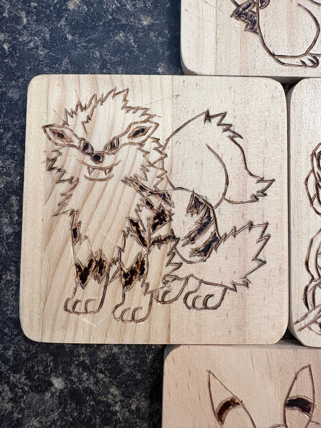 Hand Wood-Burned Pokemon Coasters - 7 Designs - photo 5