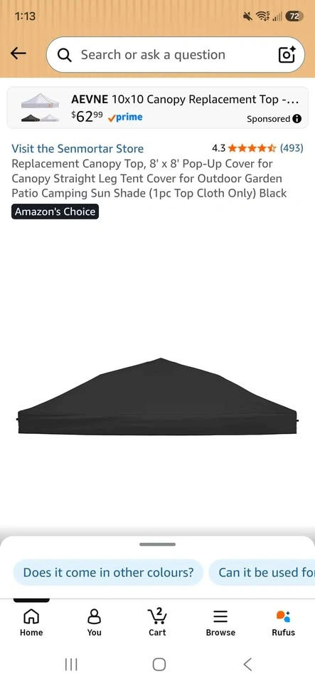 Replacement Canopy Top, 8' x 8' - photo 3