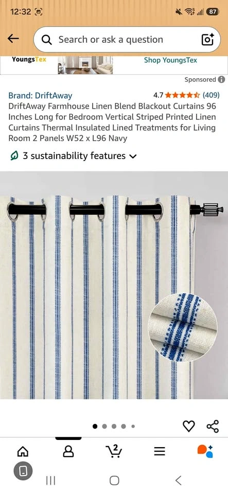 DriftAway Farmhouse Linen Blend Blackout Curtains 84 Inches