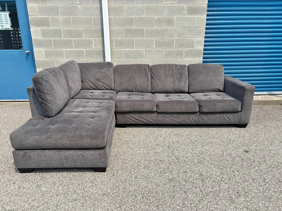 Grey Large Sectional Sofa with Chaise - Free Delivery