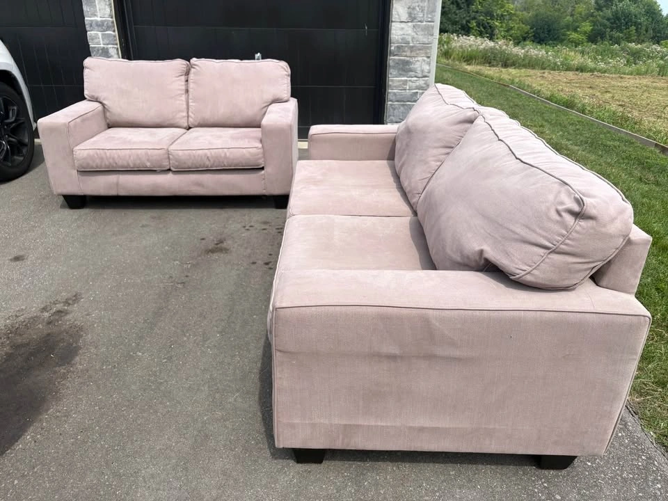 Taupe 2 Piece Sofa Set - 3 Seater and Love Seat - Free Delivery - photo 2