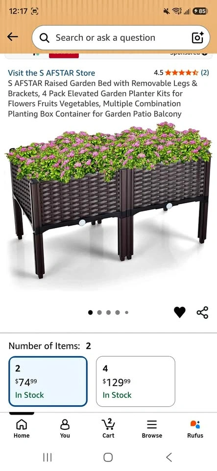 Raised Garden Bed with Removable Legs & Brackets