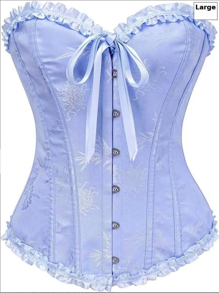 Light Blue Floral Ruffle Corset Top Large
