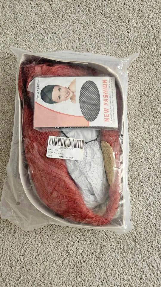 Pink/Reddish Wig with Hairnet