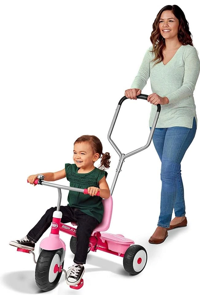 Radio Flyer Deluxe Steer & Stroll Kids Tricycle (Pink) - New