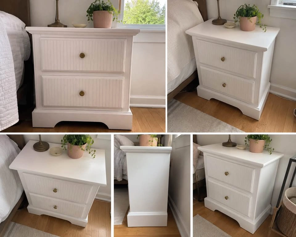 Modern Wooden Coastal Cream Nightstand | Fluted Drawers - photo 2