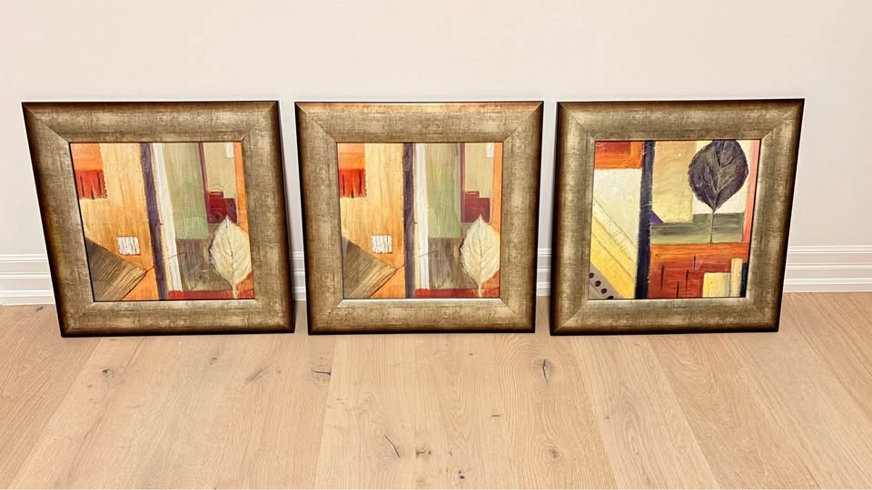 Framed Abstract Leaf Art Prints 22” x 22” - $25 each