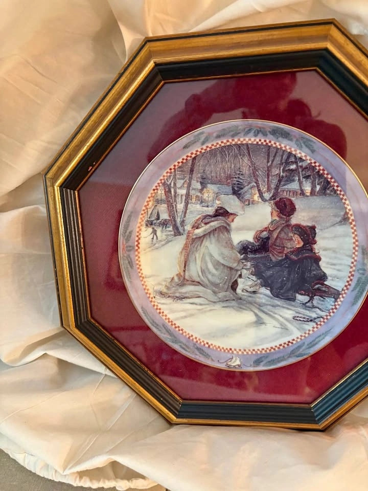 Trisha Romance Framed Winter Scene Collector Plate