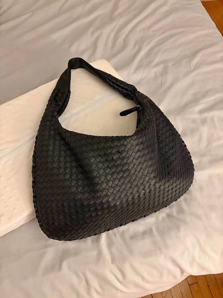 Woven leather hobo bag